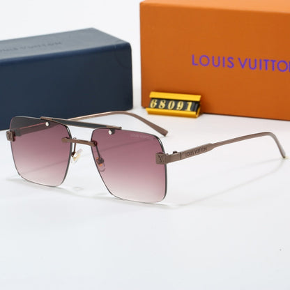 Double Bridge Rimless Metal Sunglasses 68091