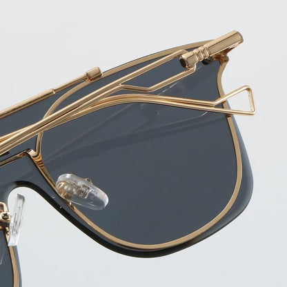 Metal Beam Rimless Oversized Sunglasses
