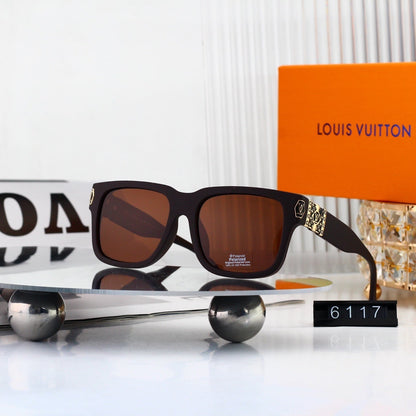 Square Frame Sunglasses with Side Metal Pattern  6117