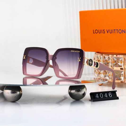Oversized Sunglasses with Hollow Metal Logo 4046