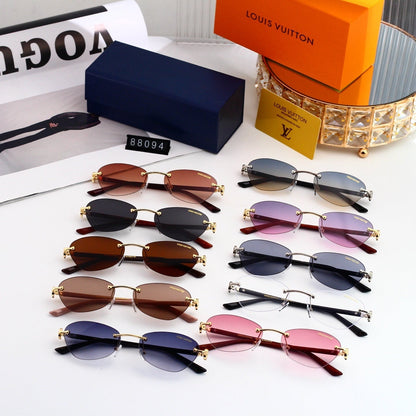 Frameless Oval Metal Decorated Sunglasses 88094