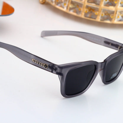 Square Frame Sunglasses with Side Stripe  6115