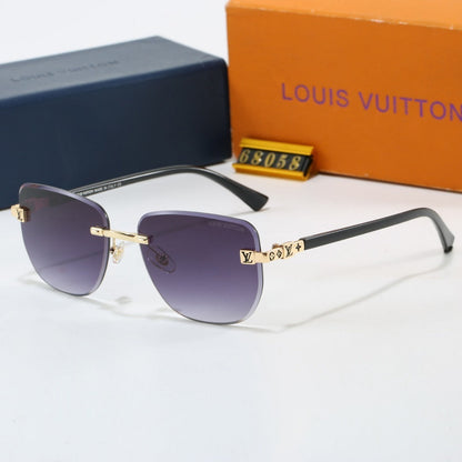 Metal Plaque Rimless Sunglasses
