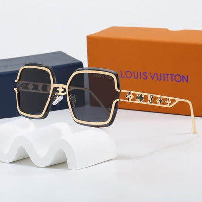 Metal Oversized Frame Sunglasses with Monogram Temples