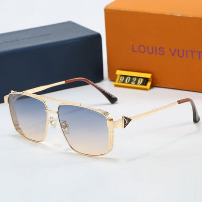 Double Bridge Metal Square Sunglasses