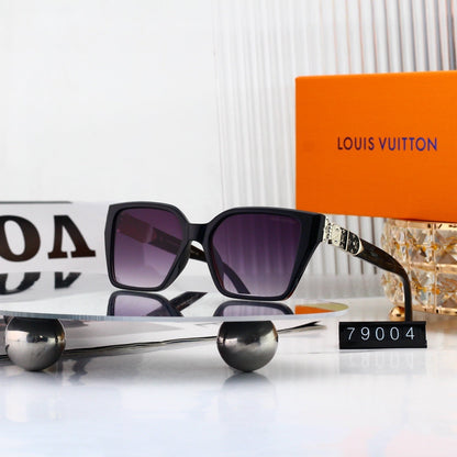 Geometric Square Frame Sunglasses with Side Metal Logo 79004