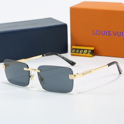 Rimless Square Sunglasses with Side Metal Logo  68092