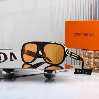 Retro Oversized Frame Sunglasses with Metal Accents 0715