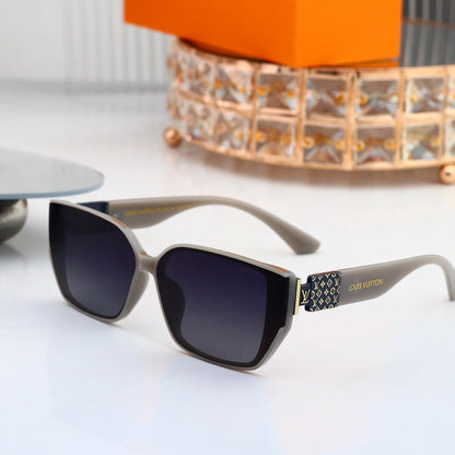 V-Logo Oversized Sunglasses with Monogram Temples (Model 3854)