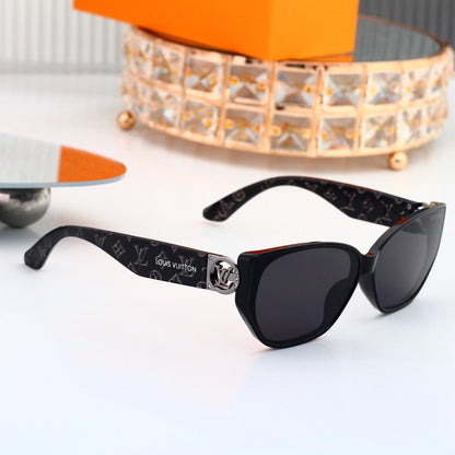 V-Logo Oversized Sunglasses with Monogram Temples (Model 3883)