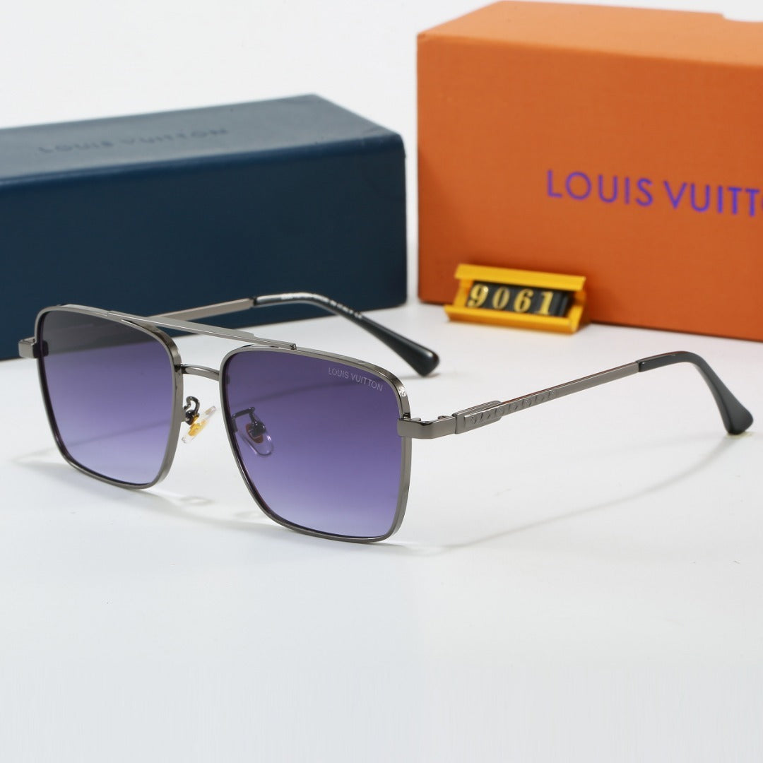 Metal Double Bridge Square Sunglasses  9061