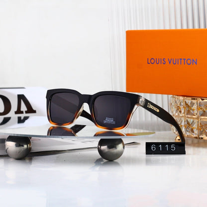 Square Frame Sunglasses with Side Stripe  6115