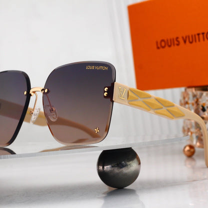 Rimless Sunglasses with Patterned Temples 6502
