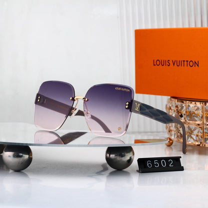 Rimless Sunglasses with Patterned Temples 6502