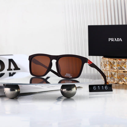 Trendy Metal Logo Polygon Sunglasses Female Stylish 6116