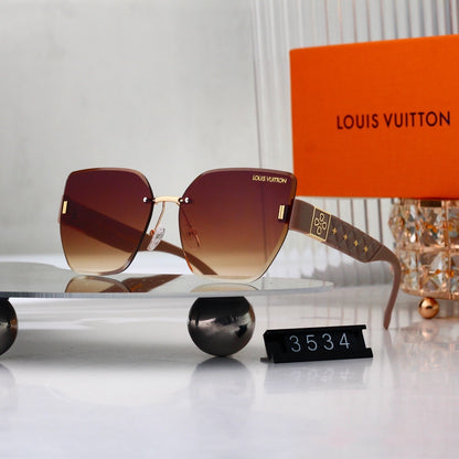 Diamond Star Rimless Sunglasses with Clover Detail (Model 3534)