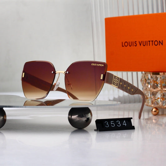 Diamond Star Rimless Sunglasses with Clover Detail (Model 3534)