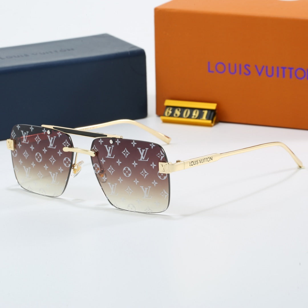 Double Bridge Rimless Metal Sunglasses 68091
