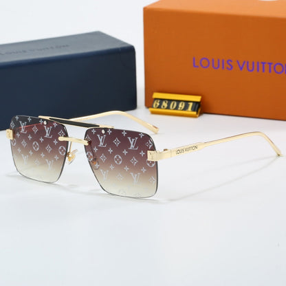 Double Bridge Rimless Metal Sunglasses 68091