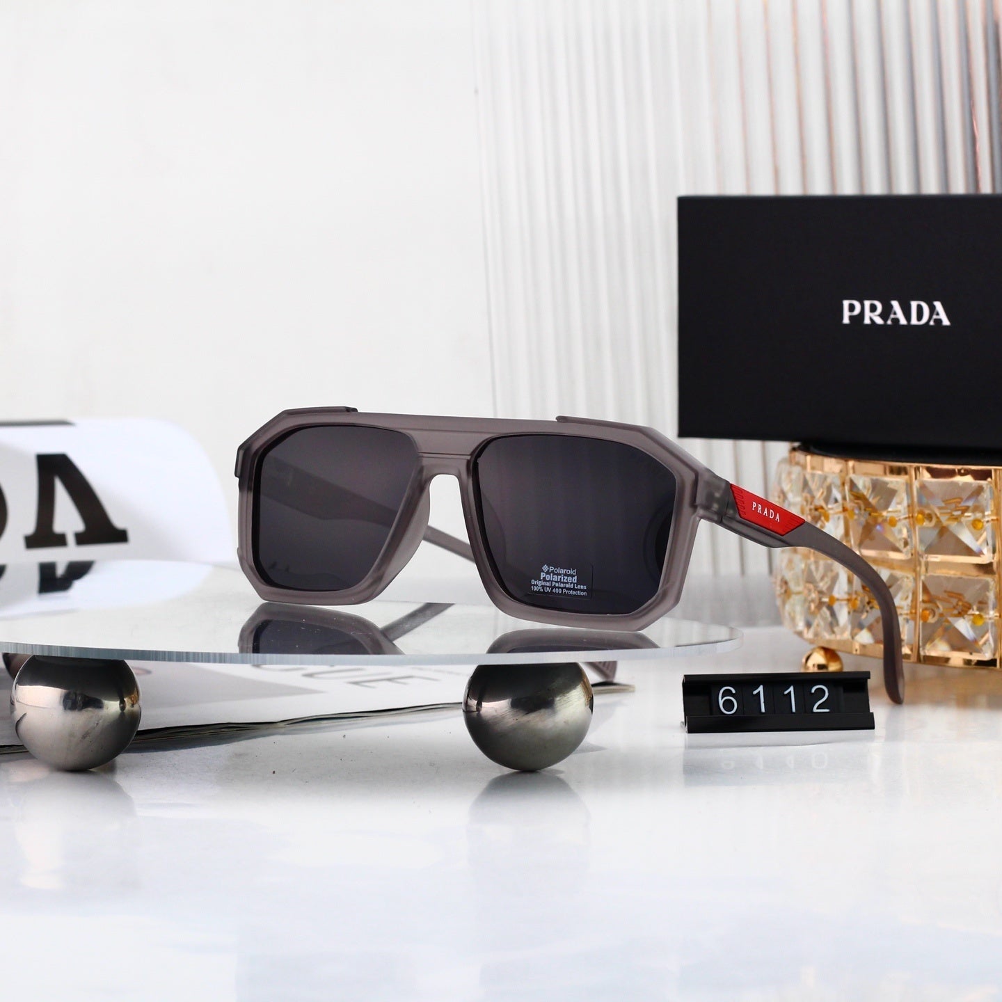 Fashion Metal Polygon Sunglasses With Logo 6112