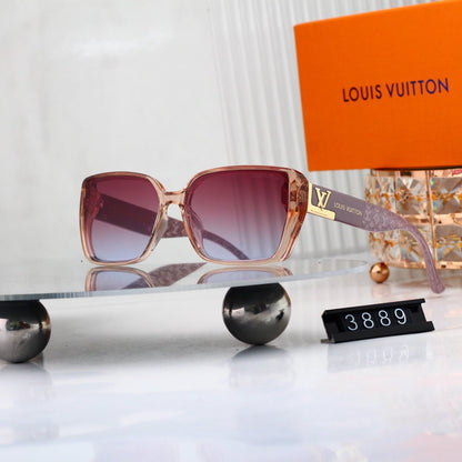 V-Logo Oversized Sunglasses with Monogram Temples (Model 3889)
