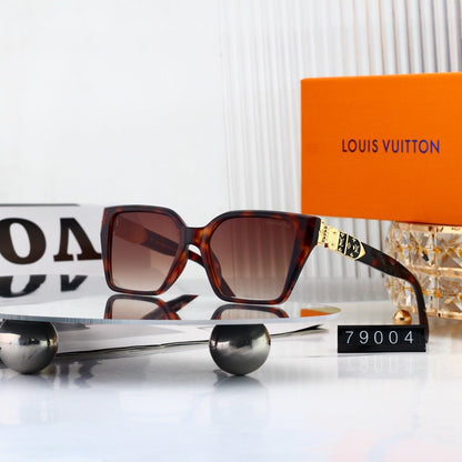 Geometric Square Frame Sunglasses with Side Metal Logo 79004