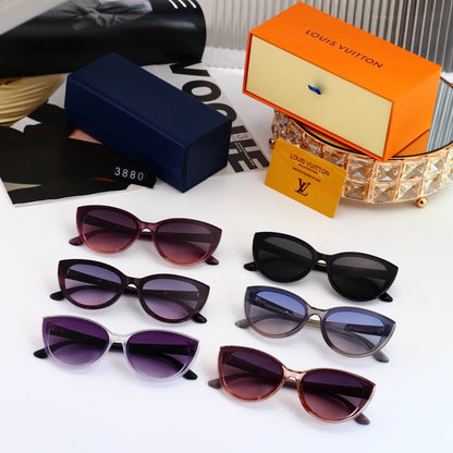 V-Logo Cat Eye Sunglasses with Monogram Temples (Model 3880)