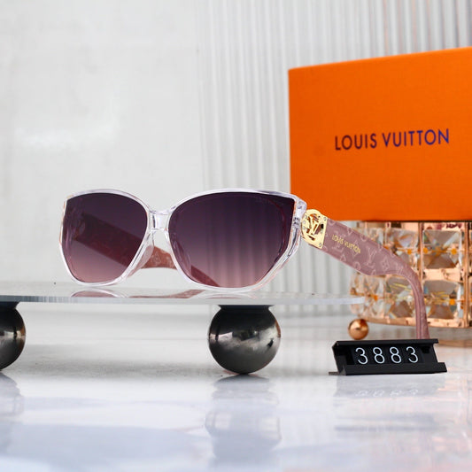 V-Logo Oversized Sunglasses with Monogram Temples (Model 3883)