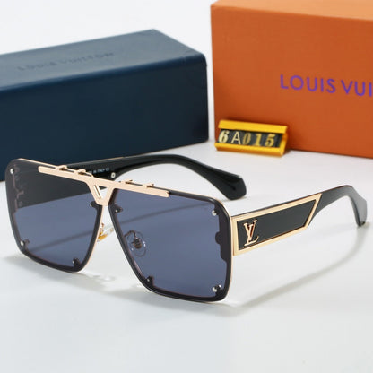 Metal Oversized Frame Sunglasses with Side Metal Logo 6A015