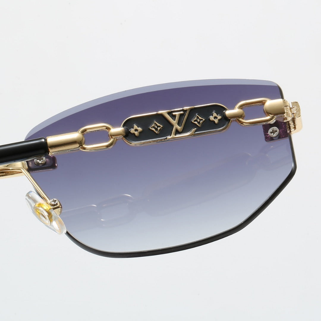 Rimless Polygon Sunglasses with Monogram Details  68089