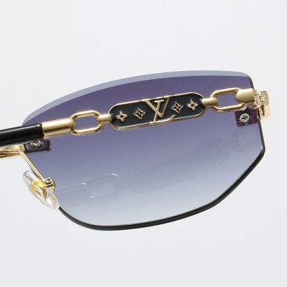 Rimless Polygon Sunglasses with Monogram Details  68089