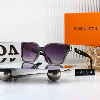 Geometric Square Frame Sunglasses with Side Metal Logo 79004