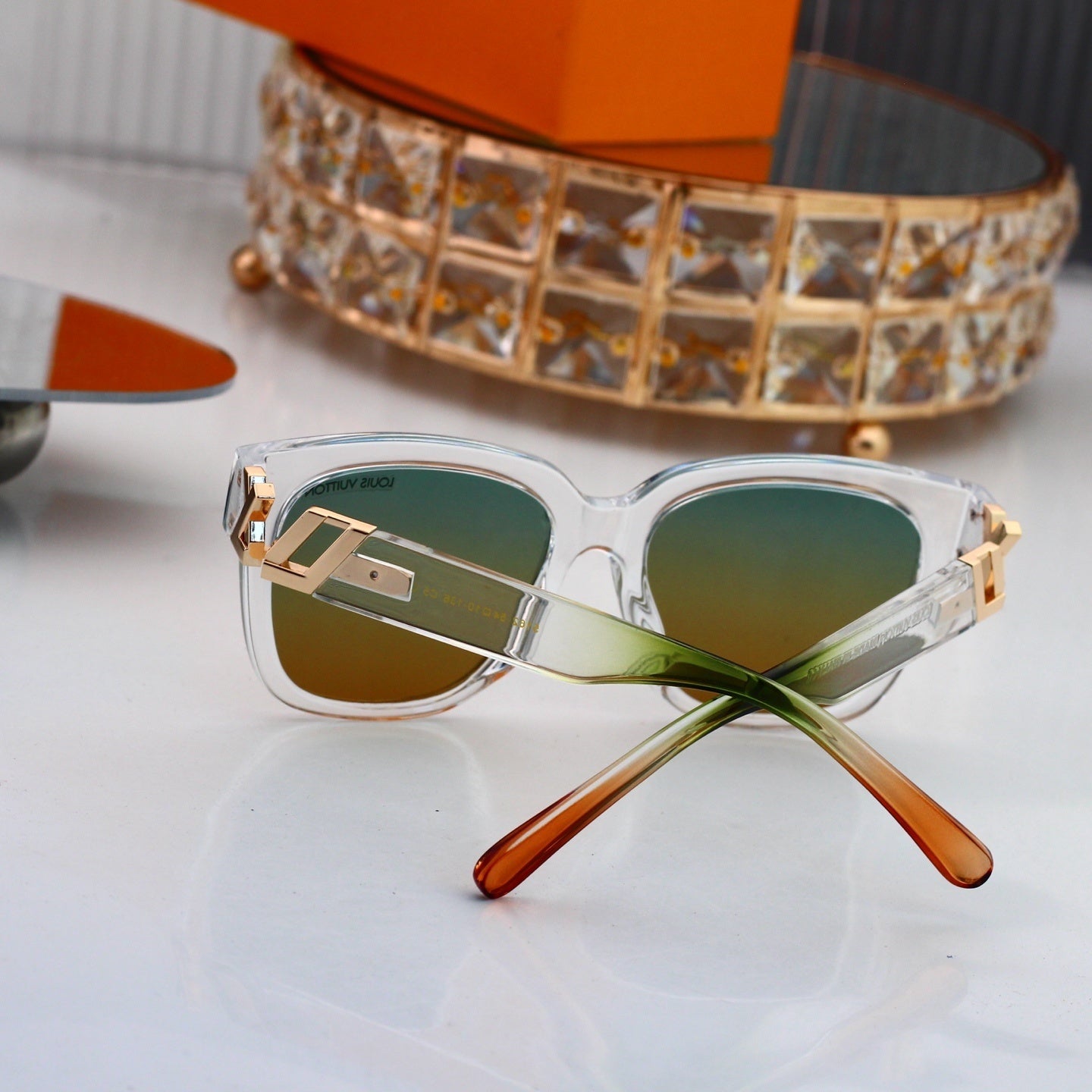 Square Sunglasses with Metal Side Detail  6163