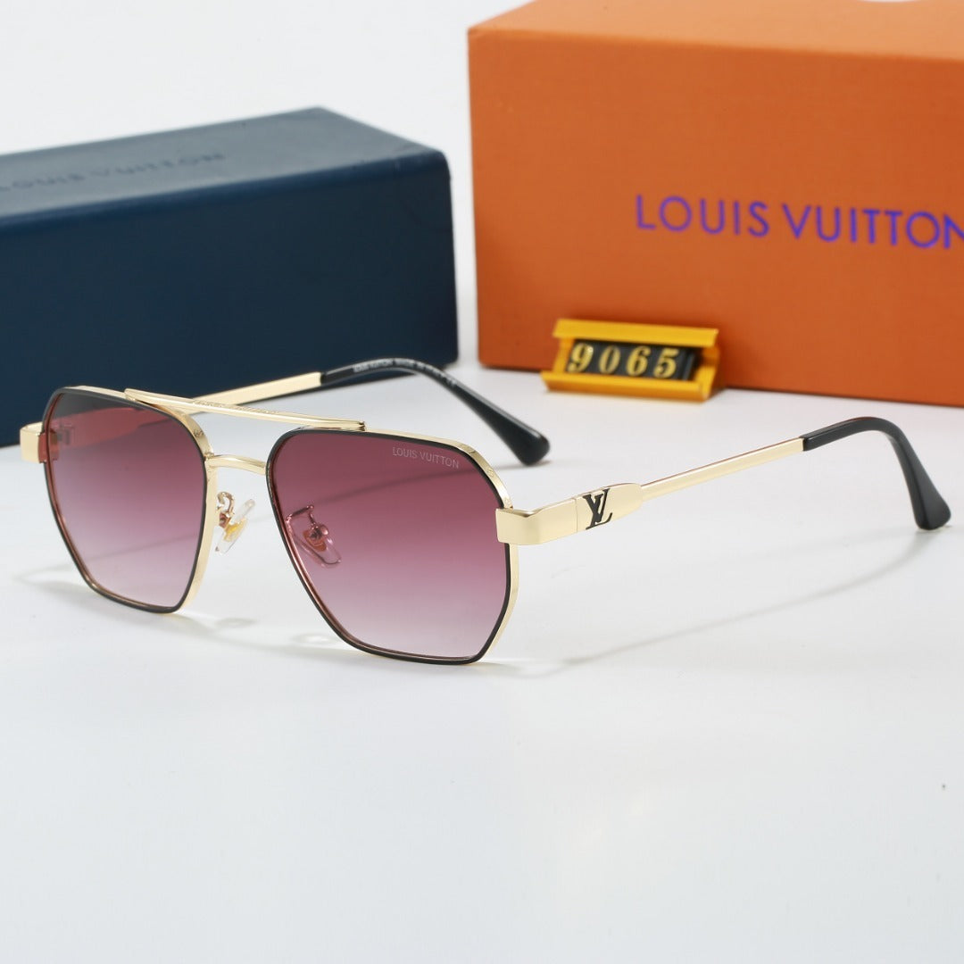 Metal Double Bridge Polygonal Sunglasses with Metal Logo  9065
