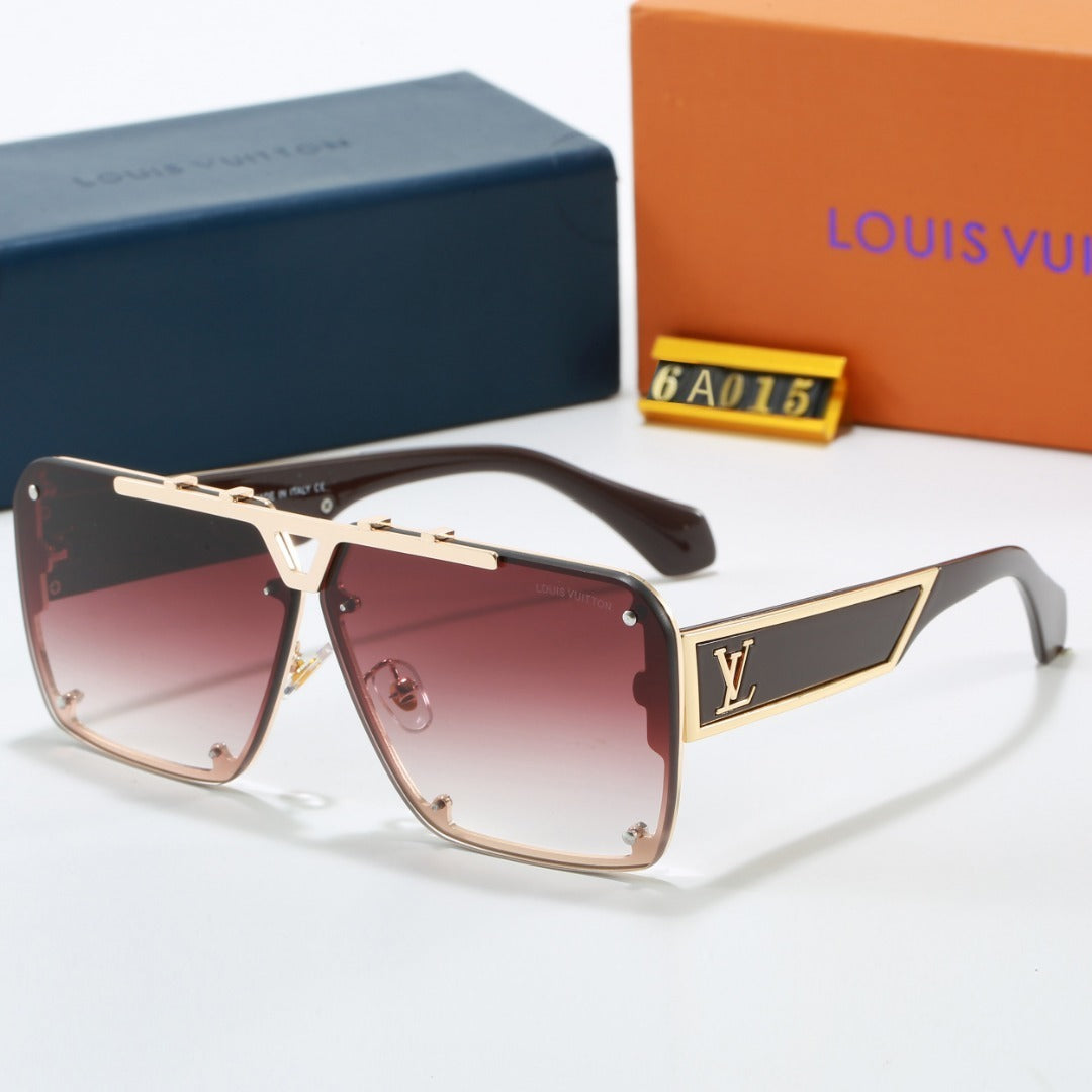 Metal Oversized Frame Sunglasses with Side Metal Logo 6A015