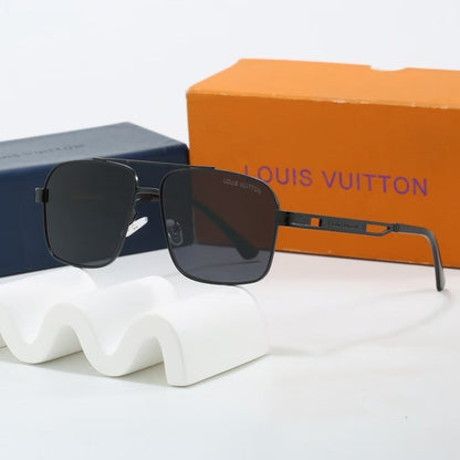 Double Bridge Metal Square Sunglasses