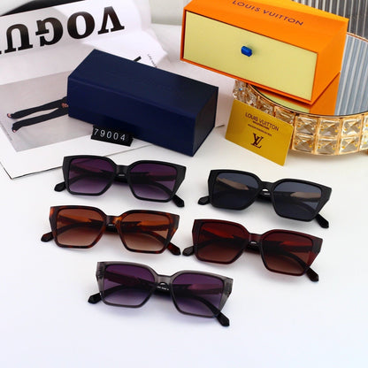 Geometric Square Frame Sunglasses with Side Metal Logo 79004
