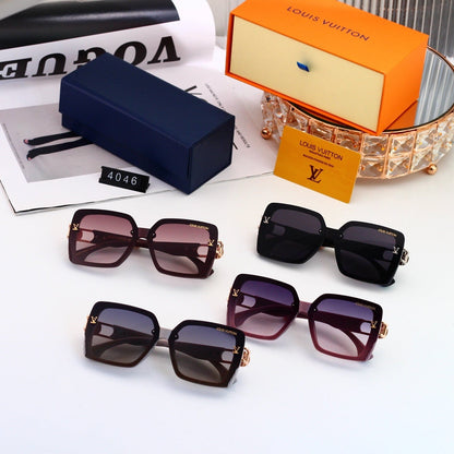 Oversized Sunglasses with Hollow Metal Logo 4046