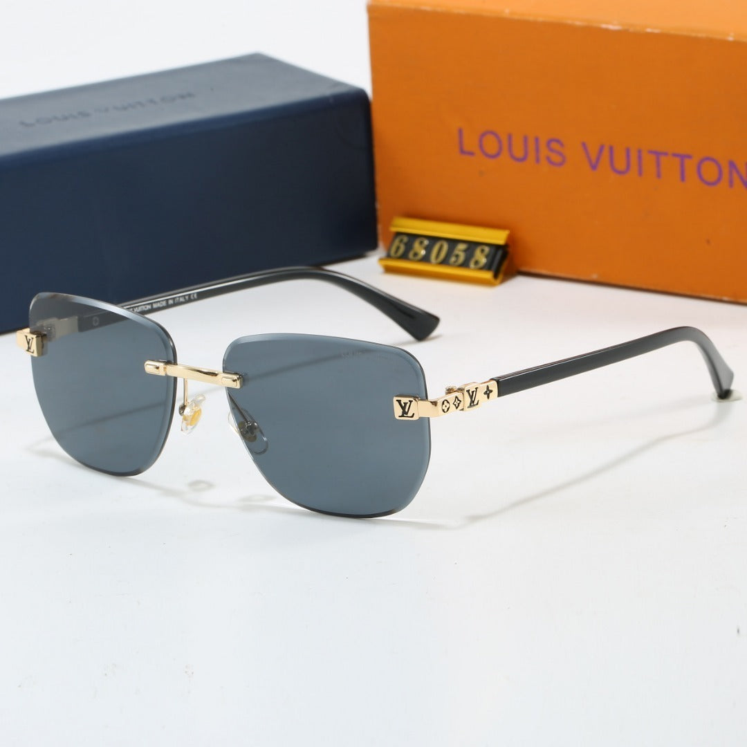 Metal Plaque Rimless Sunglasses