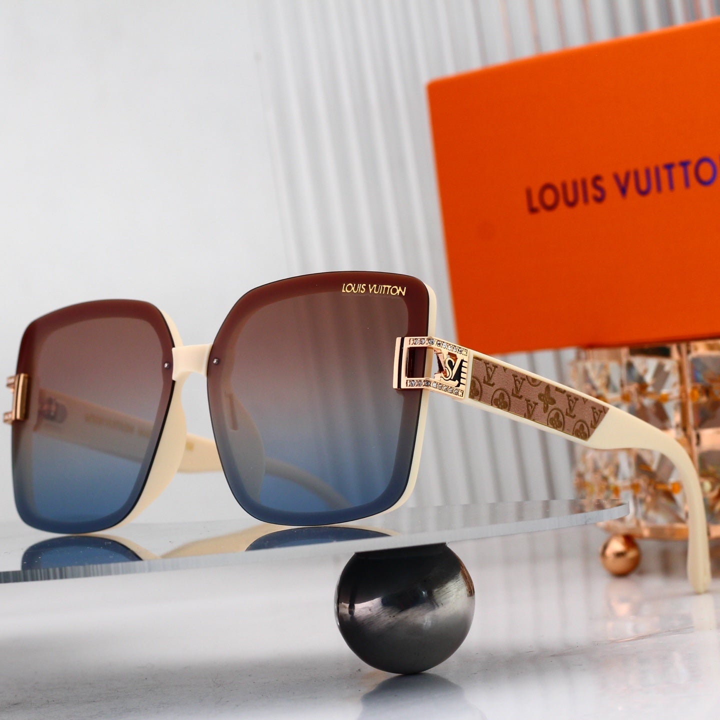 Oversized Sunglasses with Monogram Side Detail  0918