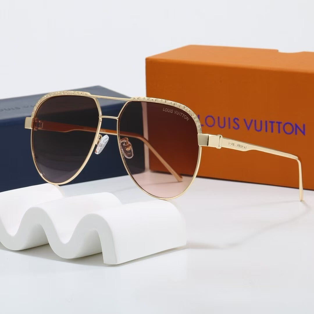 Metal Aviator Frame Decorated Sunglasses