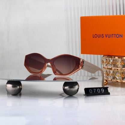 Irregular Cat-Eye Sunglasses with Monogram Details  0709