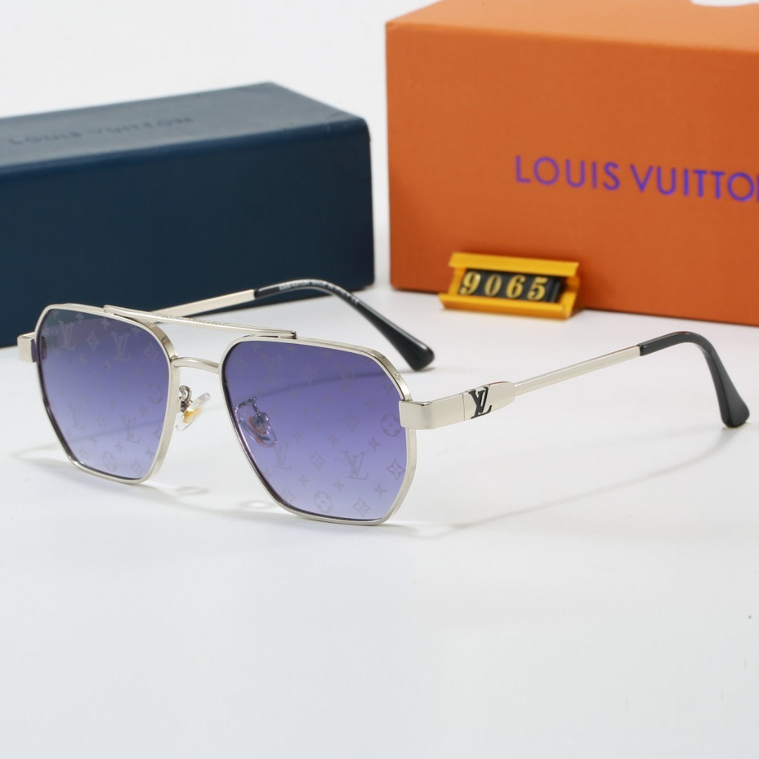 Metal Double Bridge Polygonal Sunglasses with Metal Logo  9065