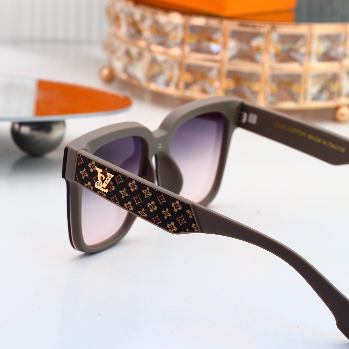 Oversized Sunglasses with Monogram Temples 4037