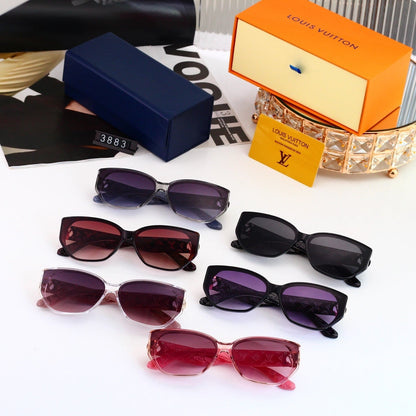 V-Logo Oversized Sunglasses with Monogram Temples (Model 3883)