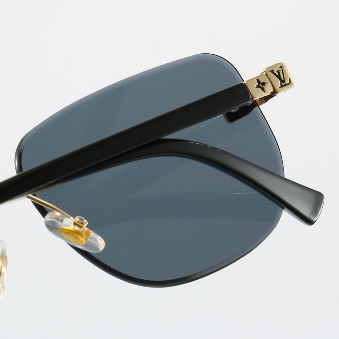 Metal Plaque Rimless Sunglasses