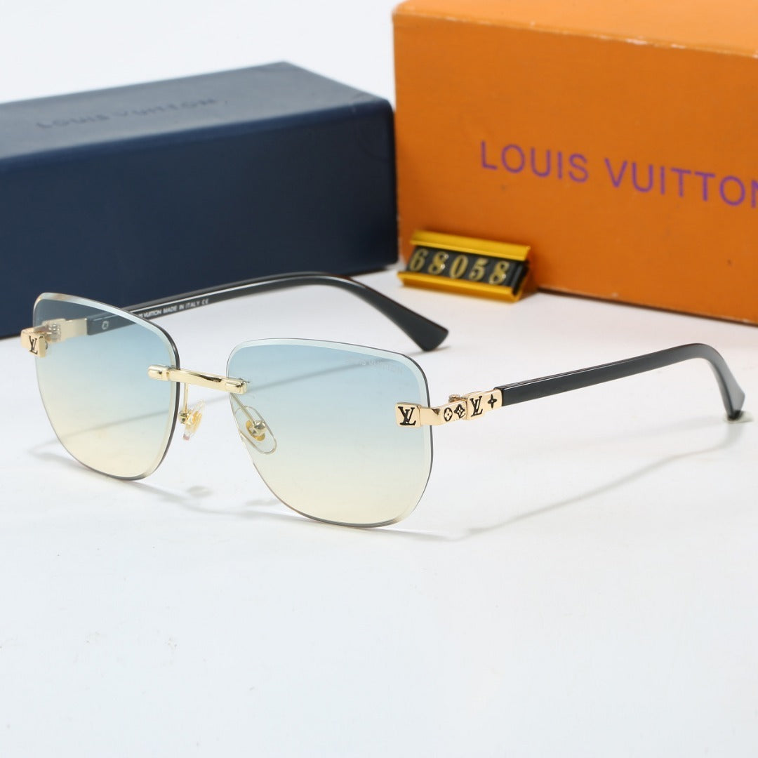 Metal Plaque Rimless Sunglasses
