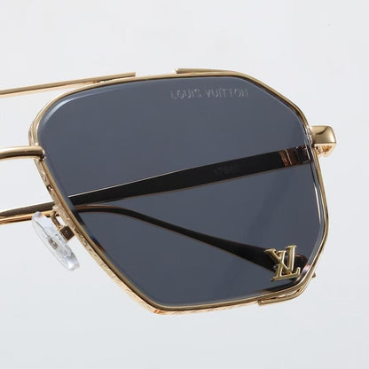 Metal Double Bridge Polygonal Sunglasses