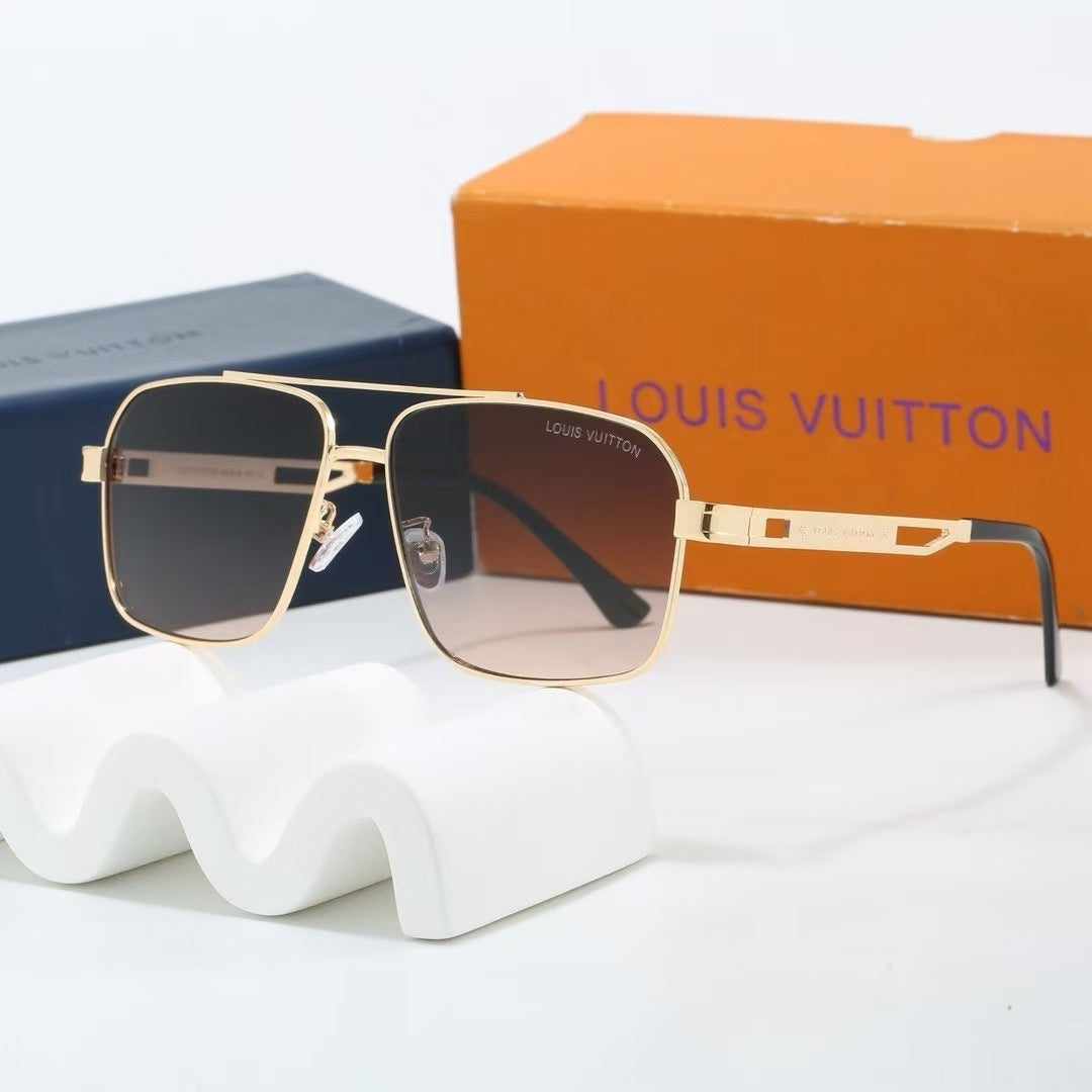 Double Bridge Metal Square Sunglasses
