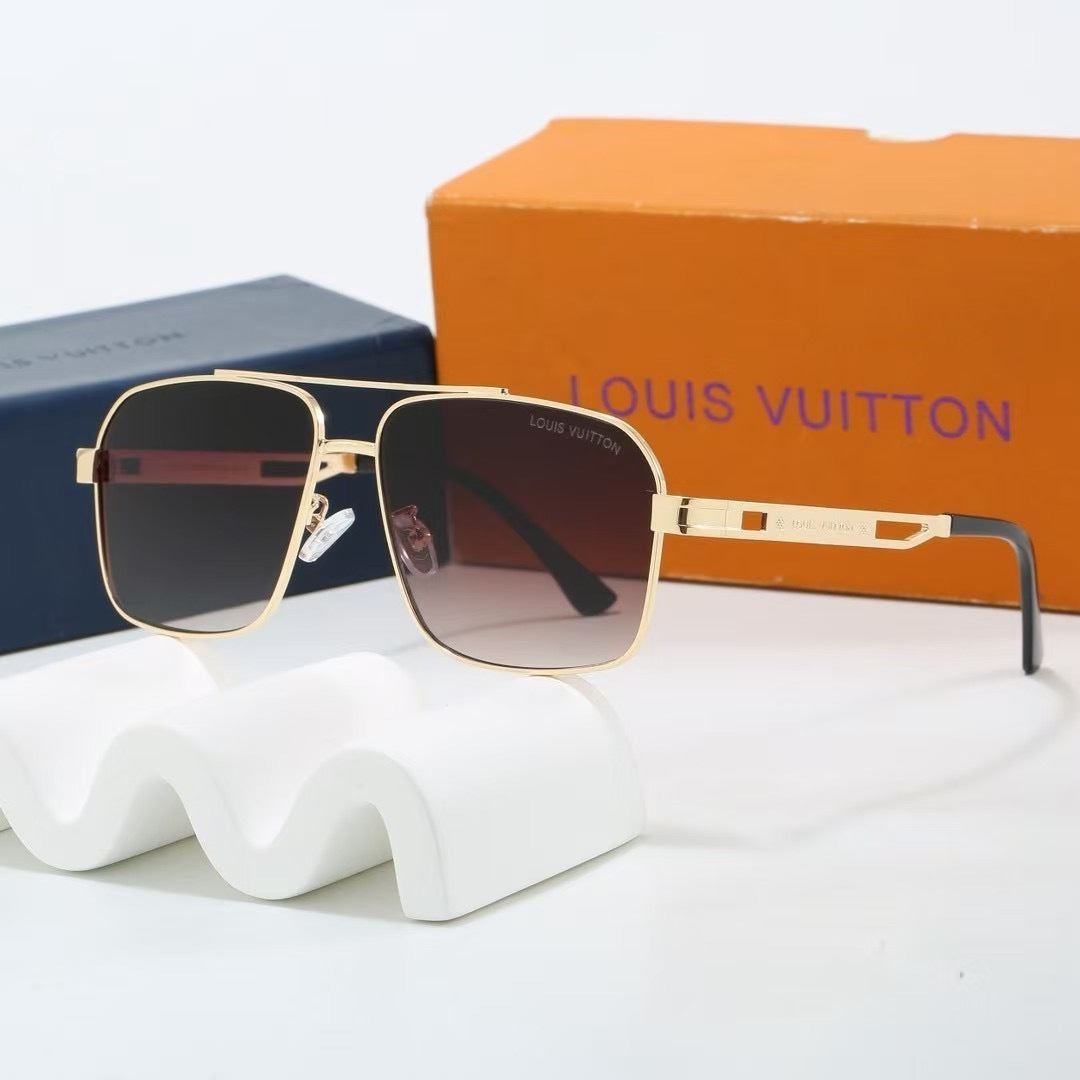 Double Bridge Metal Square Sunglasses